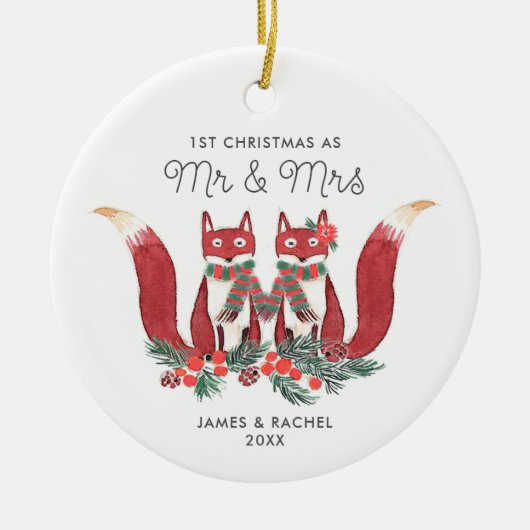 Eerste Kerstmis als de heer Mrs. Keramisch Ornament (Voorkant)