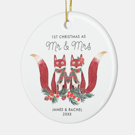 Eerste Kerstmis als de heer Mrs. Keramisch Ornament (Links)