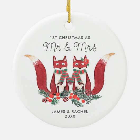 Eerste Kerstmis als de heer Mrs. Keramisch Ornament (Achterkant)