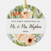 Eerste Kerstmis als de heer Mrs. Personalized Gree Keramisch Ornament (Voorkant)