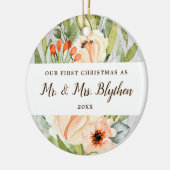 Eerste Kerstmis als de heer Mrs. Personalized Gree Keramisch Ornament (Links)