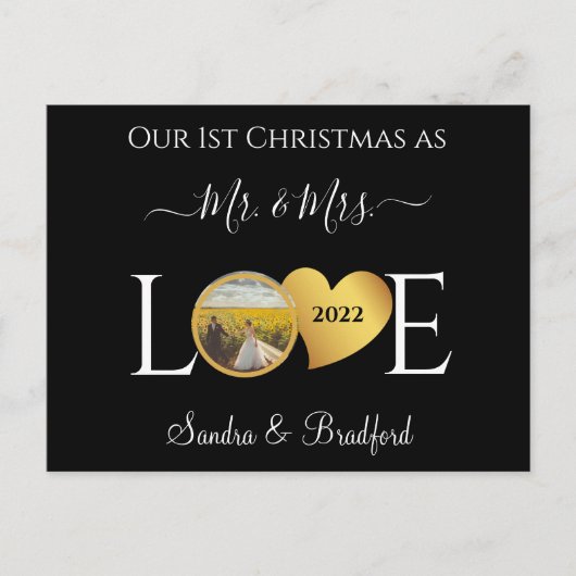 Eerste Kerstmis als de heer Pas getrouwd Holiday K Feestdagenkaart (Voorkant)