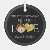 Eerste Kerstmis als de heer Passen getrouwd Holida Glas Ornament (Voorkant)