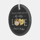 Eerste Kerstmis als de heer Passen getrouwd Holida Glas Ornament (Voorkant links)