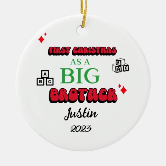 "Eerste Kerstmis als een Big Brother" Ornament (Voorkant)