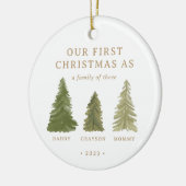 Eerste Kerstmis als een familie van drie Baby Stat Keramisch Ornament (Links)
