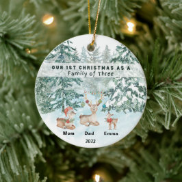 Eerste Kerstmis als een familie van drie gepersona Keramisch Ornament