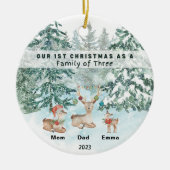 Eerste Kerstmis als een familie van drie gepersona Keramisch Ornament (Voorkant)