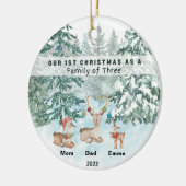 Eerste Kerstmis als een familie van drie gepersona Keramisch Ornament (Links)