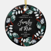 Eerste Kerstmis als een familie van drie ritssluit Keramisch Ornament (Voorkant)