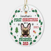 Eerste Kerstmis als een Franse bulldog papa hond Keramisch Ornament (Links)