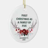 Eerste Kerstmis als een gezin van vijf personen Keramisch Ornament (Rechts)