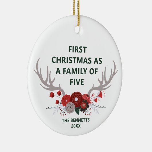 Eerste Kerstmis als een gezin van vijf personen Keramisch Ornament (Rechts)