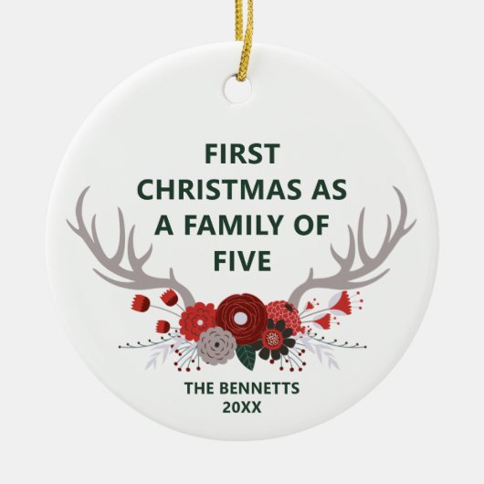 Eerste Kerstmis als een gezin van vijf personen Keramisch Ornament (Voorkant)