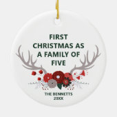 Eerste Kerstmis als een gezin van vijf personen Keramisch Ornament (Achterkant)