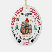 Eerste Kerstmis als een gezin van vijf personen Keramisch Ornament (Rechts)