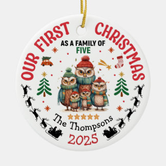 Eerste Kerstmis als een gezin van vijf personen Keramisch Ornament