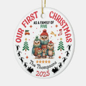 Eerste Kerstmis als een gezin van vijf personen Keramisch Ornament (Links)