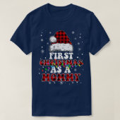 Eerste Kerstmis als een mama Santa Hat Red Plaid B T-shirt (Design voorkant)
