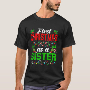 Eerste Kerstmis als een zus Grappige familie Kerst T-shirt