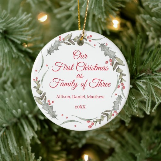 Eerste Kerstmis als Familie Custom Photo Keepsake Keramisch Ornament (Boom)