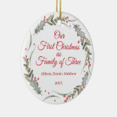 Eerste Kerstmis als Familie Custom Photo Keepsake Keramisch Ornament (Rechts)