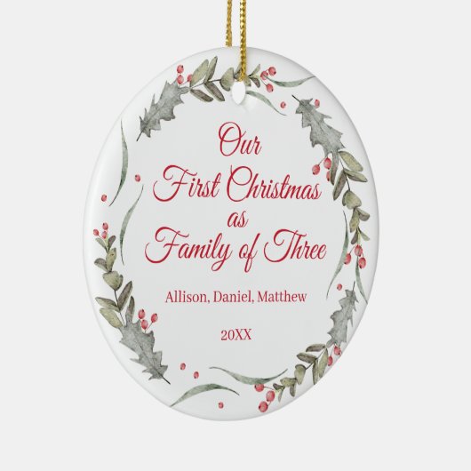 Eerste Kerstmis als Familie Custom Photo Keepsake Keramisch Ornament (Rechts)