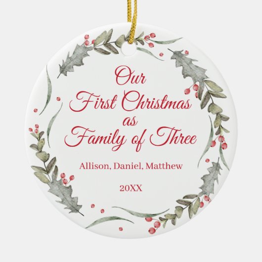 Eerste Kerstmis als Familie Custom Photo Keepsake Keramisch Ornament (Voorkant)