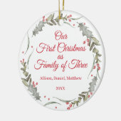 Eerste Kerstmis als Familie Custom Photo Keepsake Keramisch Ornament (Links)
