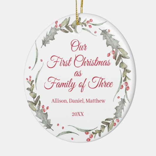 Eerste Kerstmis als Familie Custom Photo Keepsake Keramisch Ornament (Links)