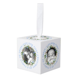 Eerste Kerstmis als familie met blauwe foto Decoratie