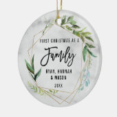 Eerste Kerstmis Als Familie Simpel Modern Keramisch Ornament (Links)