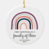 Eerste Kerstmis als familie van 3 gepersonaliseerd Keramisch Ornament (Achterkant)
