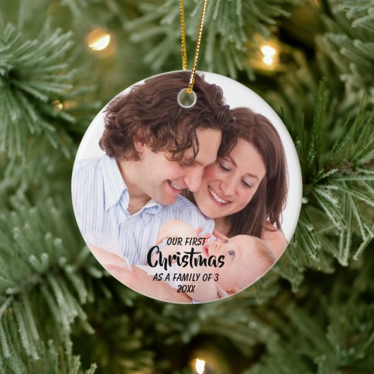 Eerste Kerstmis als familie van 3 Keramisch Ornament (Boom)