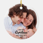 Eerste Kerstmis als familie van 3 Keramisch Ornament (Achterkant)