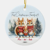 Eerste Kerstmis als familie van 3 konijnen Keramisch Ornament (Voorkant)