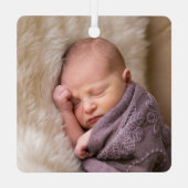 Eerste Kerstmis als familie van 3 Metalen Ornament (Achterkant)