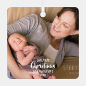 Eerste Kerstmis als familie van 3 Metalen Ornament (Voorkant)