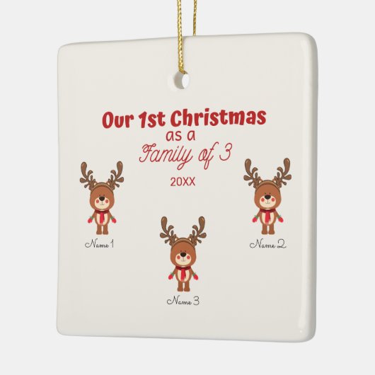 Eerste Kerstmis als familie van 3 Ornament (Links)