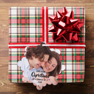 Eerste Kerstmis als familie van 3 Ornament Kaart