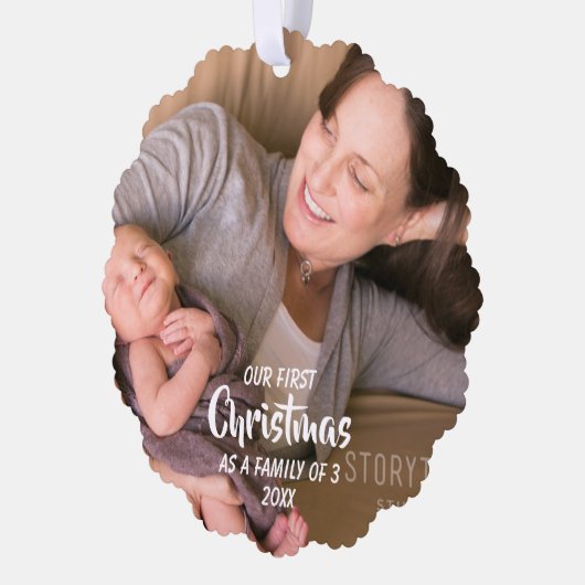 Eerste Kerstmis als familie van 3 Ornament Kaart (Links)