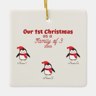 Eerste Kerstmis als familie van 3 Penguin Ornament