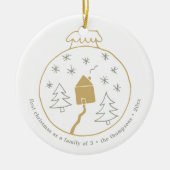 Eerste Kerstmis als familie van 3 persoonlijke Bab Keramisch Ornament (Voorkant)