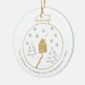 Eerste Kerstmis als familie van 3 persoonlijke Bab Keramisch Ornament (Links)