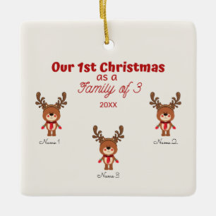 Eerste Kerstmis als familie van 3 sieraden Keramisch Ornament