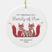 Eerste Kerstmis als familie van 5 gepersonaliseerd Keramisch Ornament (Achterkant)
