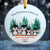 Eerste Kerstmis als familie van 6 pinguïns Keramisch Ornament