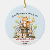 Eerste Kerstmis als familie van 7 schattige vos Keramisch Ornament (Voorkant)