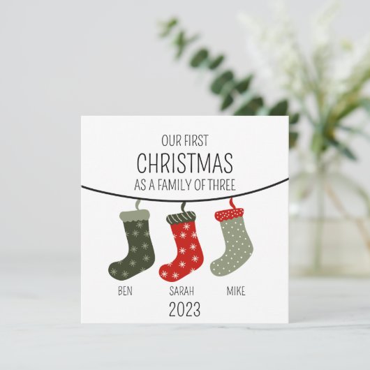 Eerste Kerstmis als familie van drie (Staand voorkant)