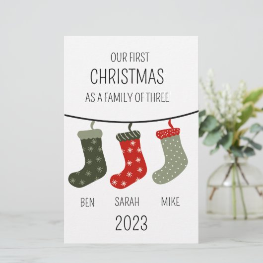 Eerste Kerstmis als familie van drie Briefpapier (Staand voorkant)